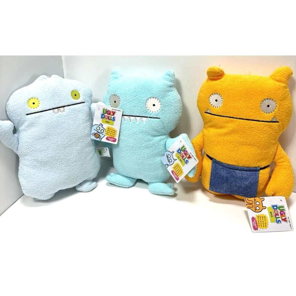 Ugly Dolls Plush Lot – Wage, Ice Bat & Babo – Large 3‑Pc Set – New, Soft Toys